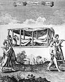 Man travelling in a palanquin
