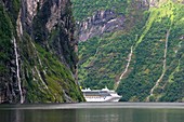 Cruise ship in a fjord,Norway