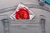 Condom in back pocket