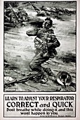 Gas warfare poster,World War I