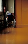 Elderly woman in a wheelchair