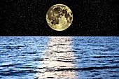 Moon over the sea,composite image