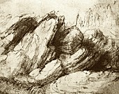 Leonardo's drawing of stratified rocks