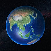 Human presence over Asia at night