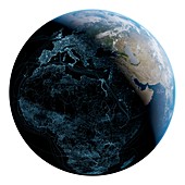 Human presence over Earth at night
