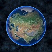 Human presence over Eurasia at night