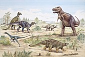 Upper Cretaceous dinosaurs,artwork