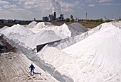Salt piles at a chlorine plant
