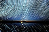 Star trails over Lake Tyrrell,Australia