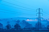 Electricity pylon in fog