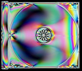 Photoelastic stress of a plastic DVD case