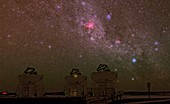 Night sky over VLT telescopes