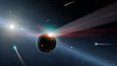 Comets and Eta Corvi planet,artwork