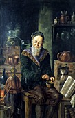 Alchemist at work,19th-20th century