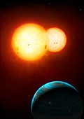 Artwork of planet around binary Kepler-35