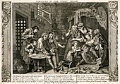 Debtor's prison by Hogarth,18th century