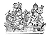 Brahma and Saraswati,Hindu gods