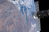 Earth and Soyuz from space,ISS image