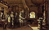 Alchemist at work,18th century