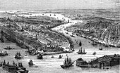 New York City and docks,19th century