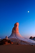 Moon and rocks,Egypt's White Desert