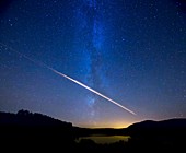 Meteor track over Scottish loch