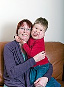 Boy with cystic hygroma with his mother