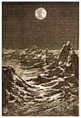 Earth over lunar landscape,19th century