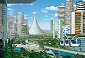 Futuristic eco city,conceptual image