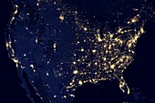 North America at night,satellite image
