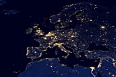 Europe at night,satellite image