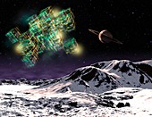 Von Neumann probe at planet,artwork