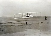 The Wright brothers' first powered flight