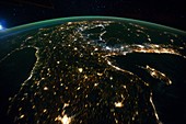 Europe and middle east at night,ISS