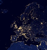 Europe at night,satellite image