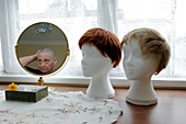 Chemotherapy patient and wigs