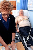 ECG test on pacemaker patient
