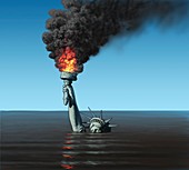 America drowning in oil,conceptual image