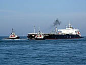 Oil Tanker and tugs