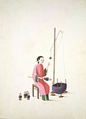 Spinning silk,19th-century China