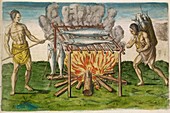 Native Americans cooking,16th century