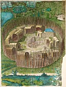 Native American village,16th century