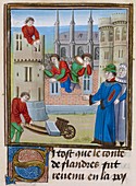 Town defences,15th-century manuscript