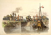 Boat lock in China,1800s