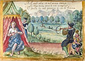 Man aiming at a woman,17th century