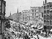 Broadway street scene,1880s