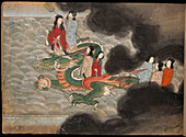 People riding on a dragon