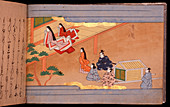 Japanese ladies and a palanquin