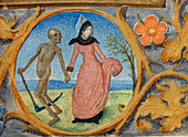 Death leads a lady by the hand