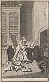 A woman in a library